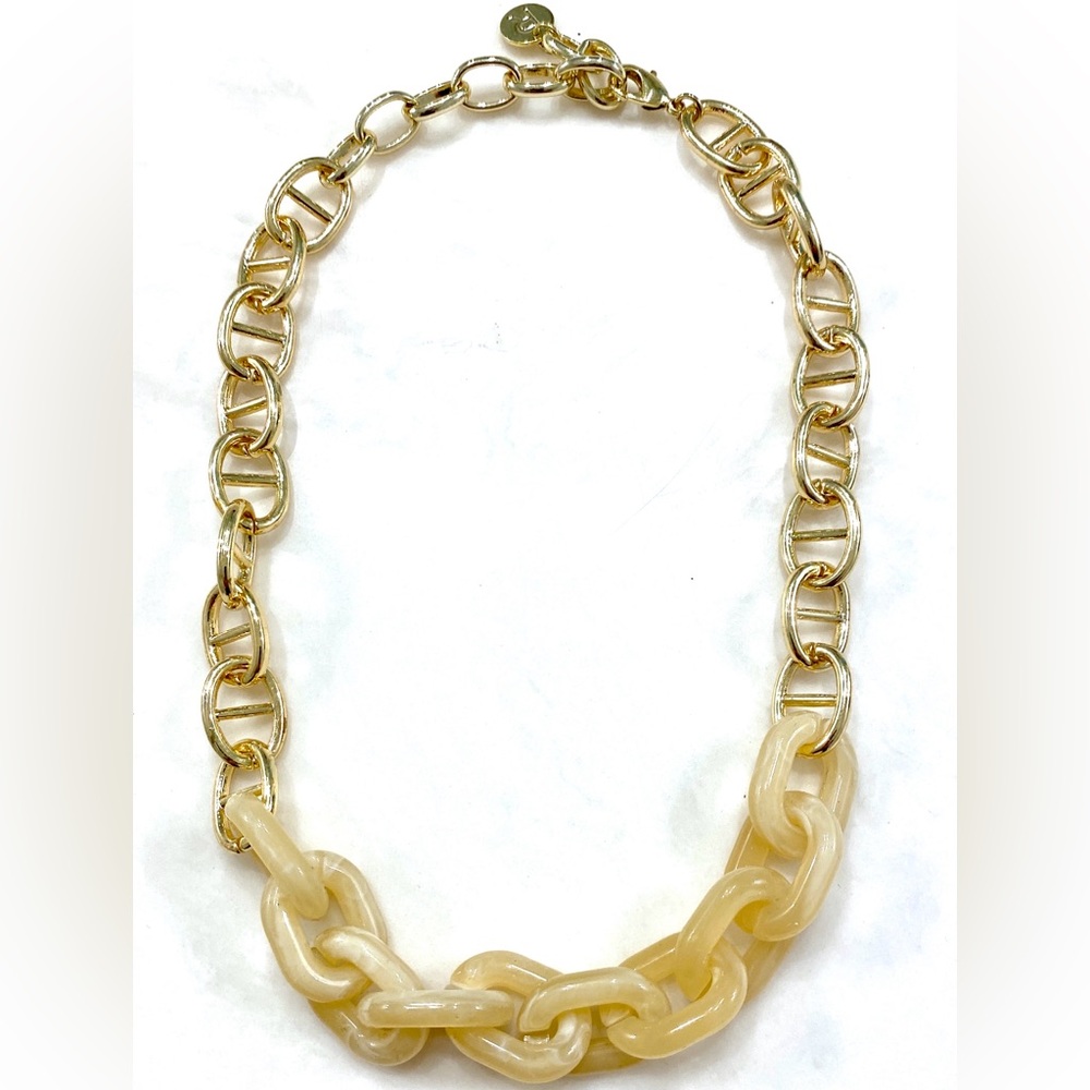 Gold Chain Necklace with Cream Resin Links